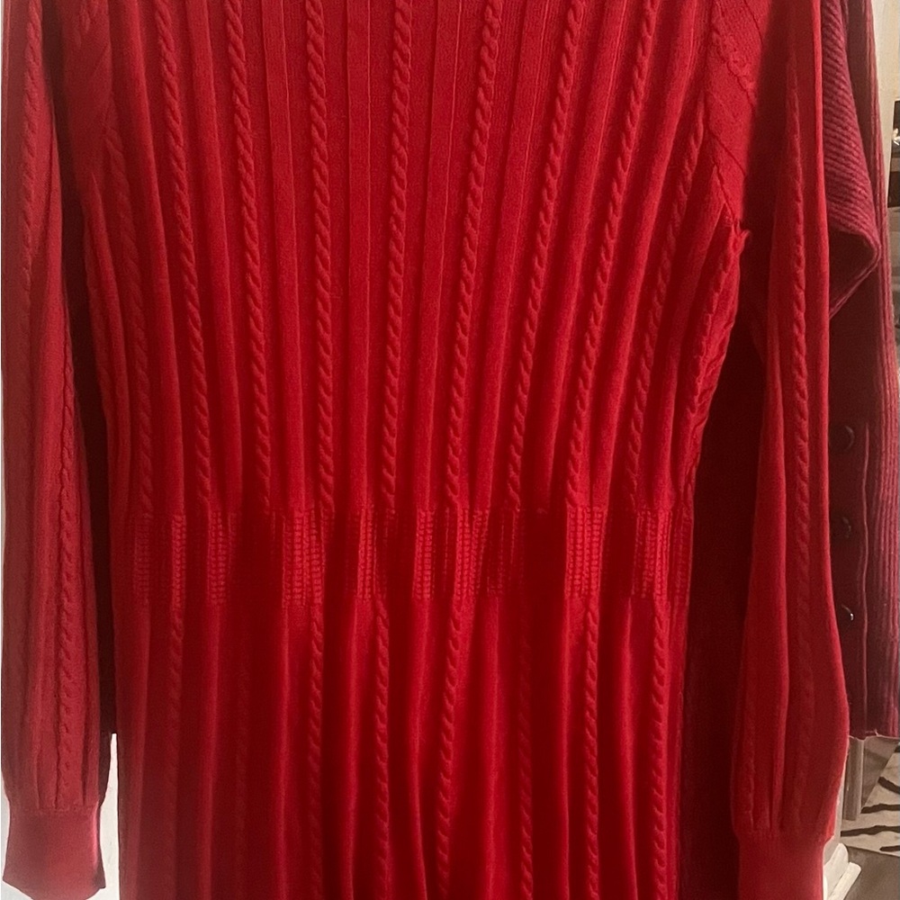 Calvin Klein Collection Red Long Sleeve Dress